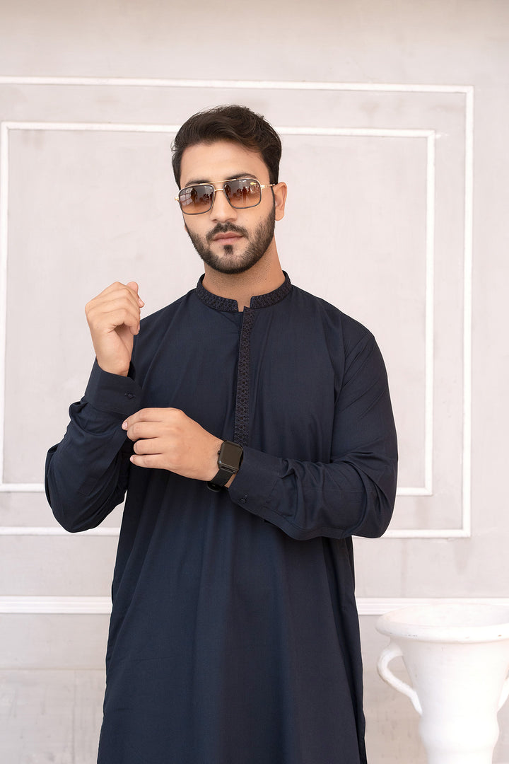 Navy Blue Embroidered Shalwar Kameez